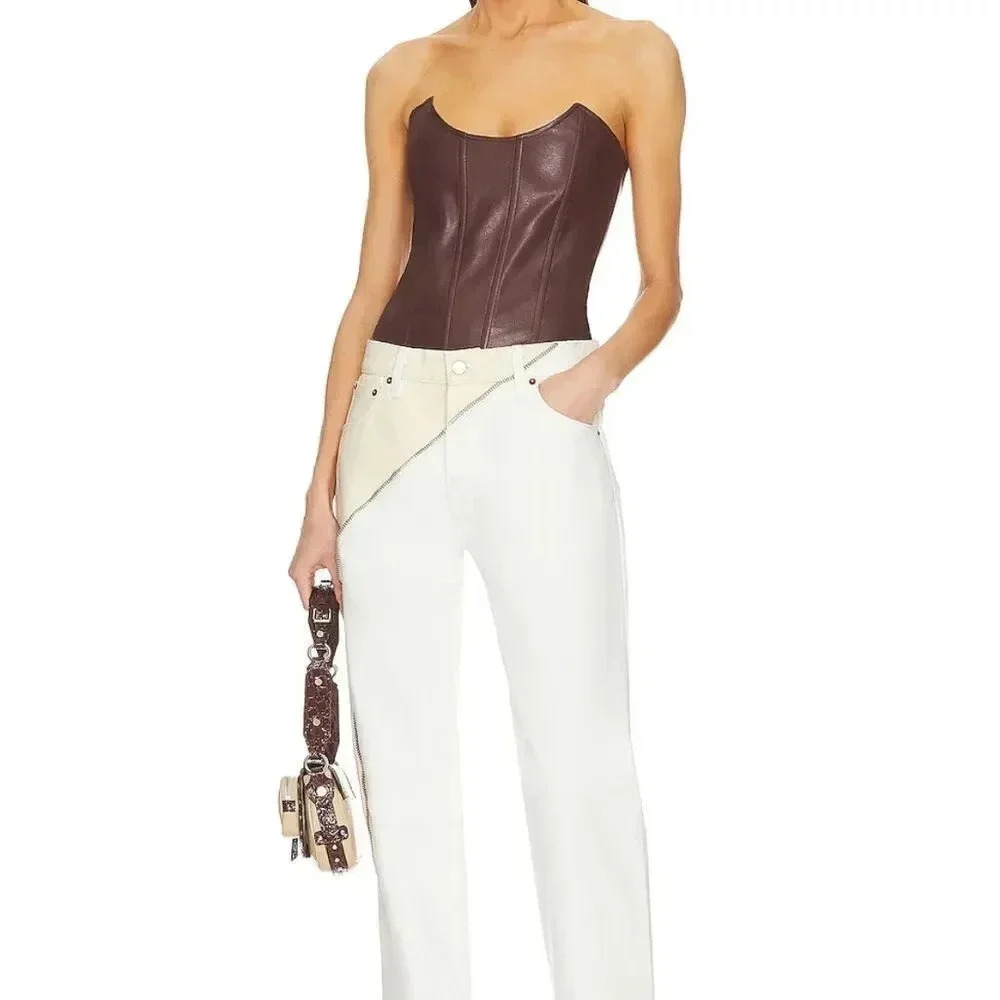 SALTY FAUX LEATHER TUBE TOP MEDIUM NWOT - Picture 5 of 8